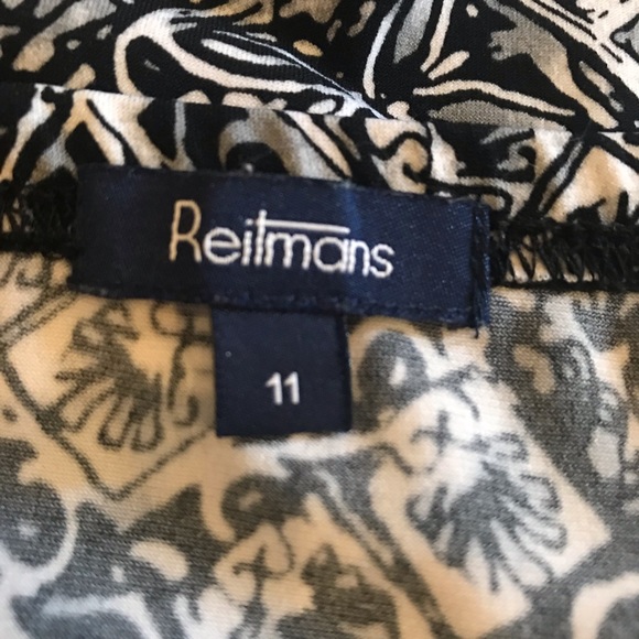 Reitmans White Gray Black pattern Elastic Waistband Midi Skirt size 11 - Picture 5 of 8